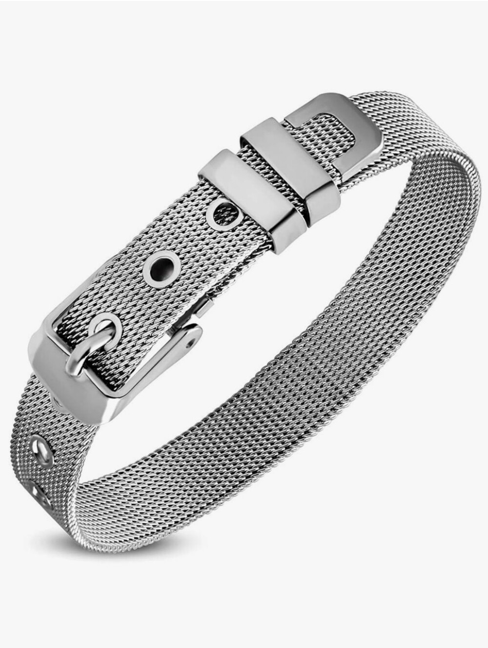 Unisex Silver Mesh Watch Strap with Buckle - Contemporary Style
